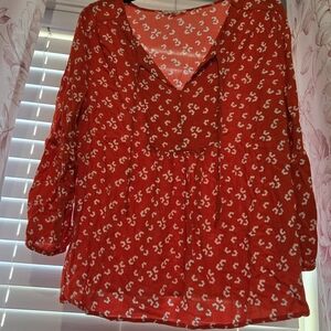 Women's Red Patterned Top